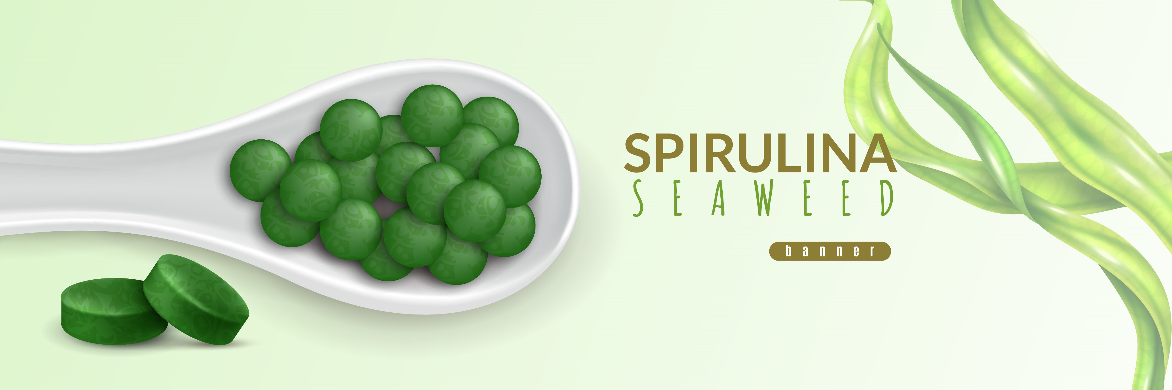 Spirulina Realistic Horizontal Banners