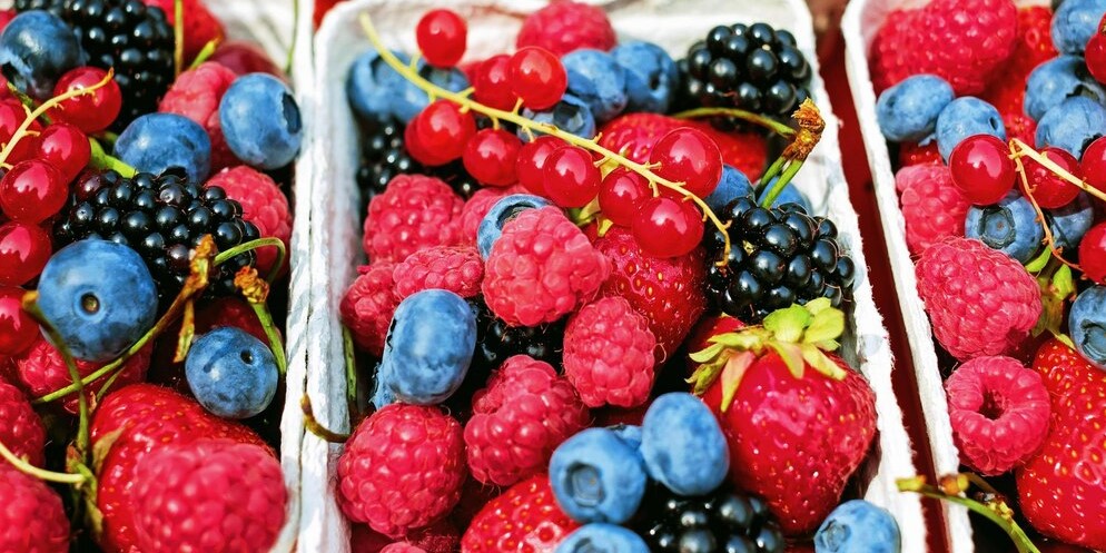 Полный кадр различных фруктов и ягод