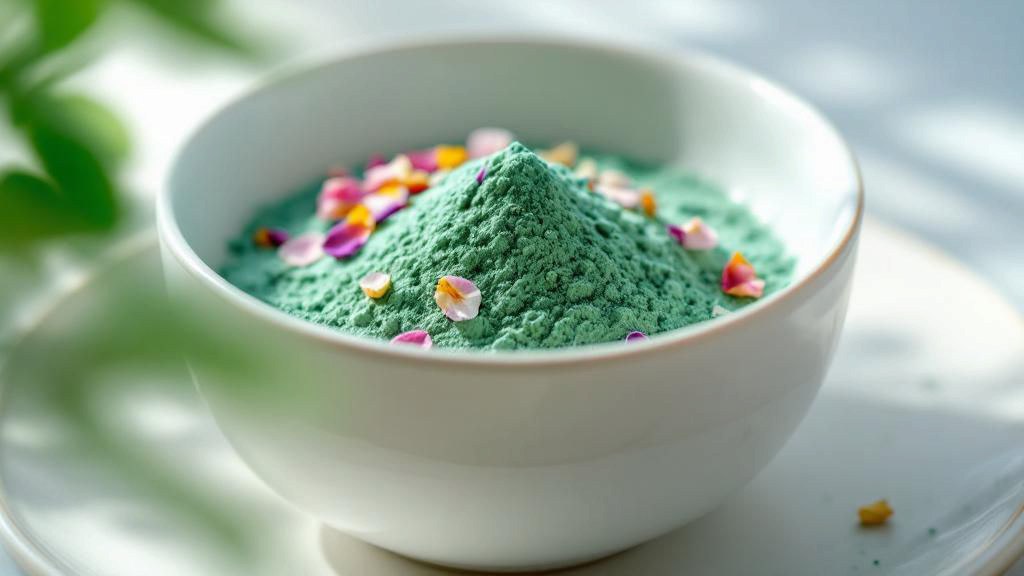 Голубая матча в виде порошка