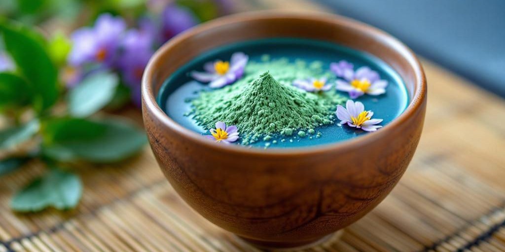 Миска с голубой матчёй