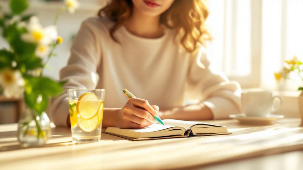 Женщина делает записи в дневнике